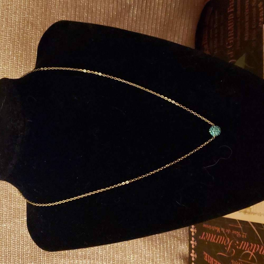 NWT 9.25 Siver neckacklace with shinny blue ball 💙 on end.